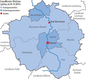 Karte des Landkreises Uelzen